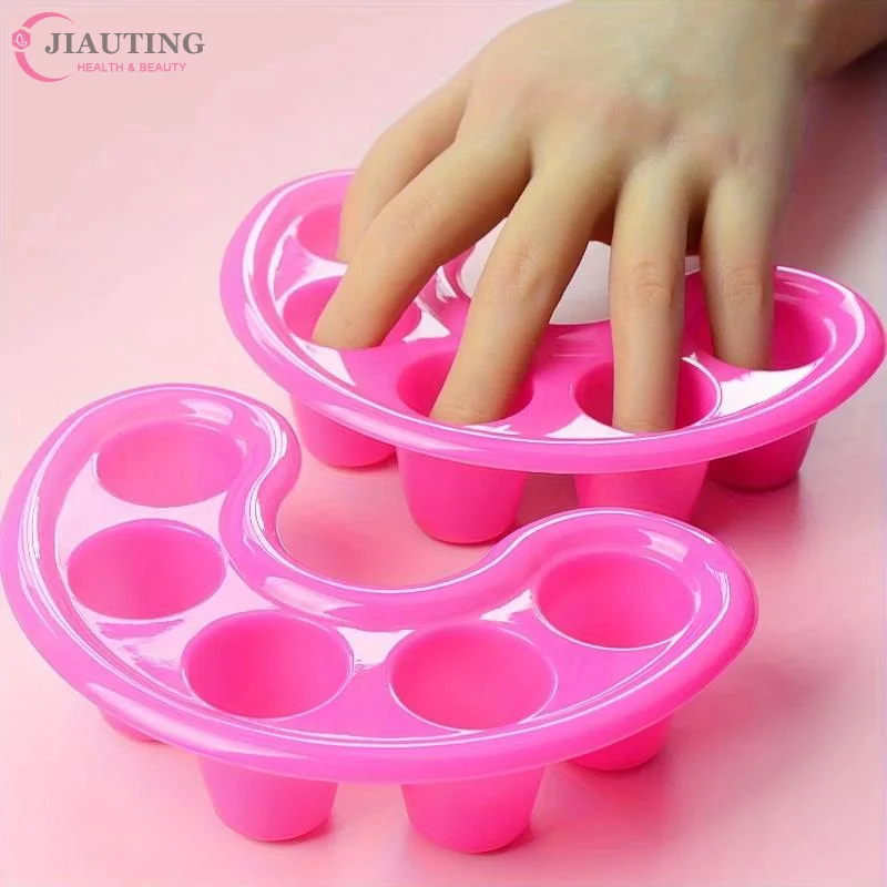5 Hole Curved Nail Soaking Tray Durable Plastic Smooth Surface For Home Manicure Professional Nail Salon Use