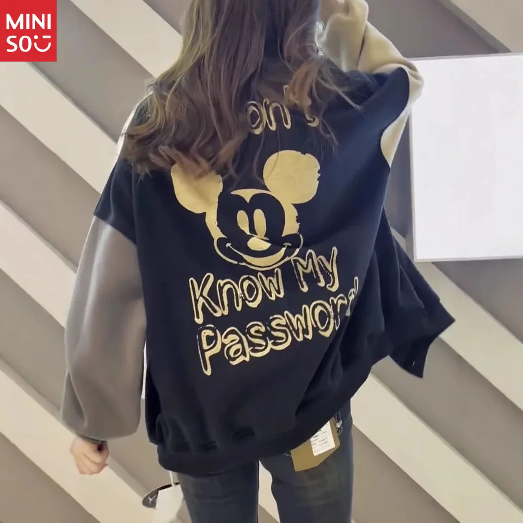 

Disney толстая куртка-свитер большого размера 45-150 кг, женская бейсбольная флисовая куртка, осенне-зимняя тонкая студенческая куртка