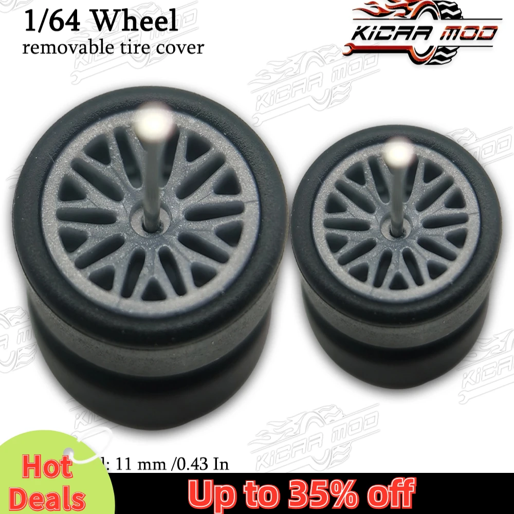 1/64 RLC Premium Wheels with Slick Tires for Hot Wheels RLC Muscle Car Multi Spoke Model Car Refitting Parts D:11mm+13mm (1 Set)