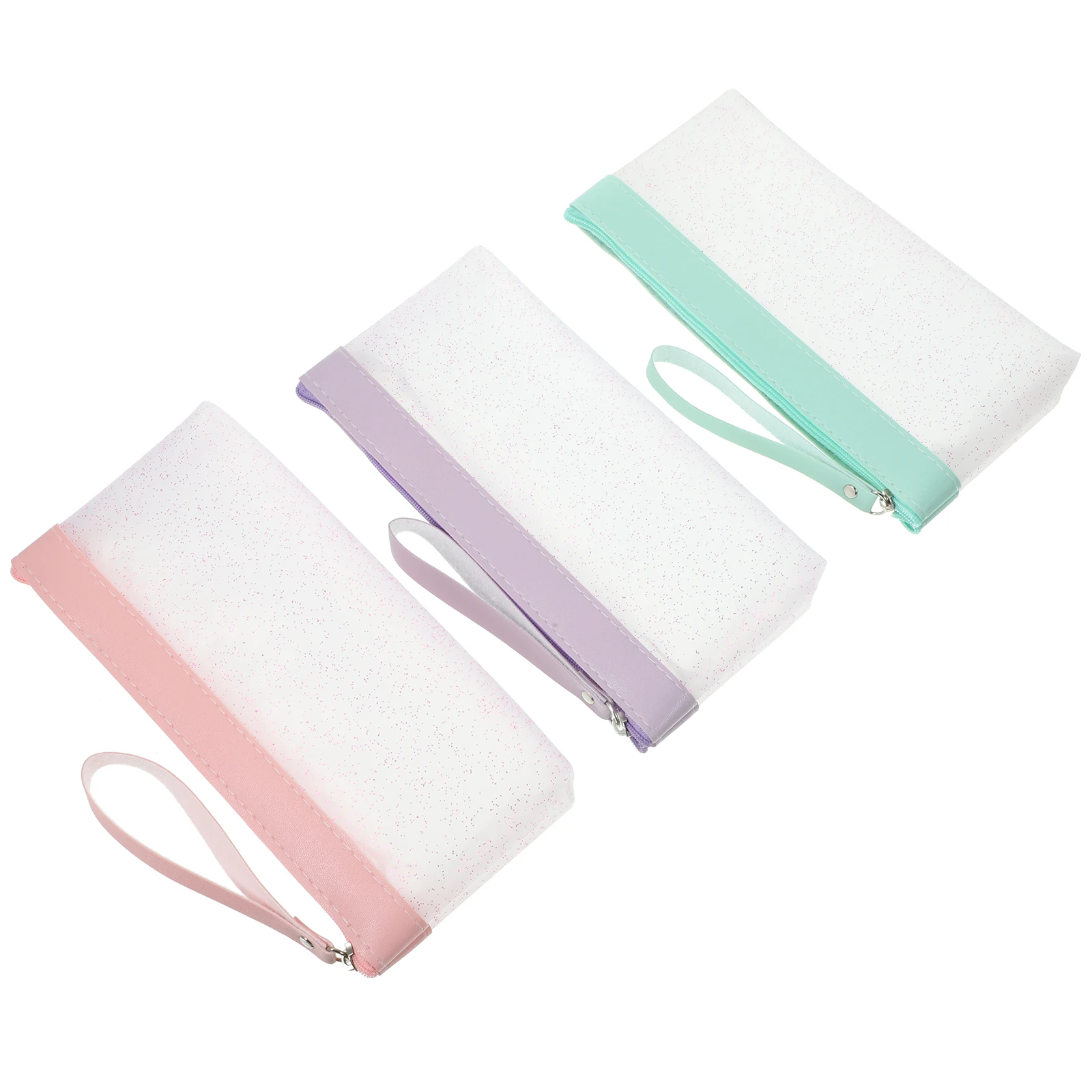 Bolsa de 3 uds con diseño de cremallera antiarañazos, bolsa de almacenamiento ligera de gran capacidad para bolígrafos, organizador de papelería transparente para estudiantes