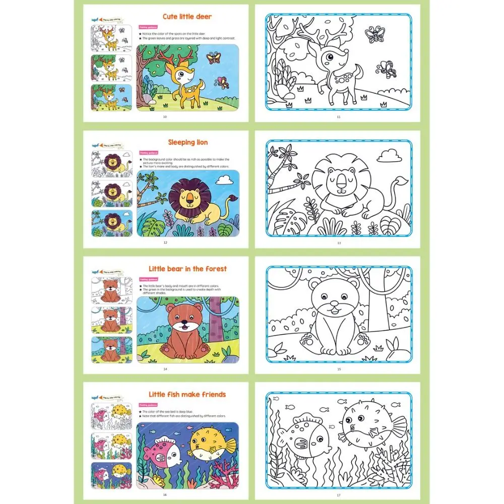 Cartoon Animal Coloring Books Fun Coloring Interactive Drawing Drawing Enlightenment Painting Instruction Book Early Learning
