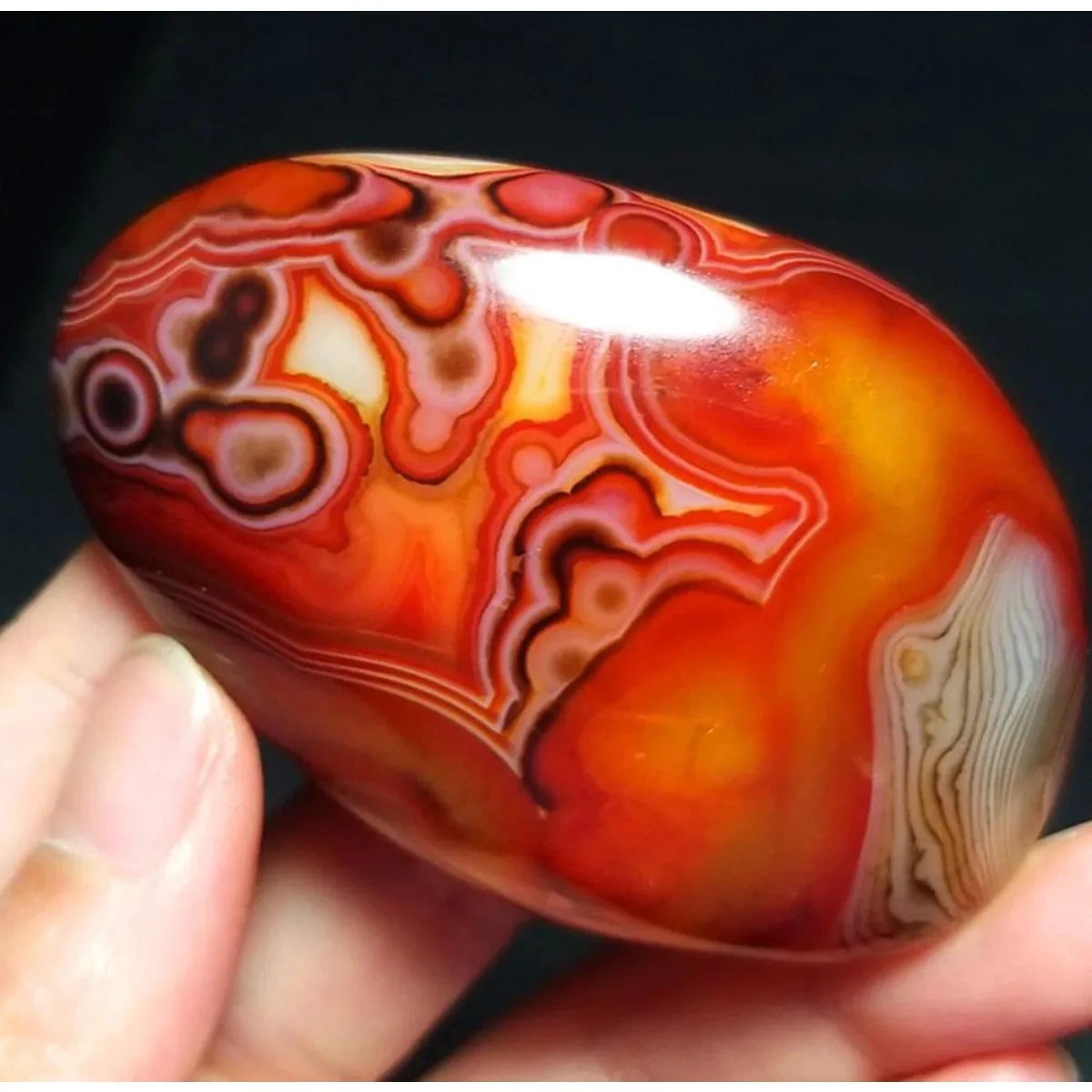Sunset Tone Banded Agate Worry Stone, Mineral Specimen, Tumbled Polished, Collectible, Natural Stone, Crystal Collection