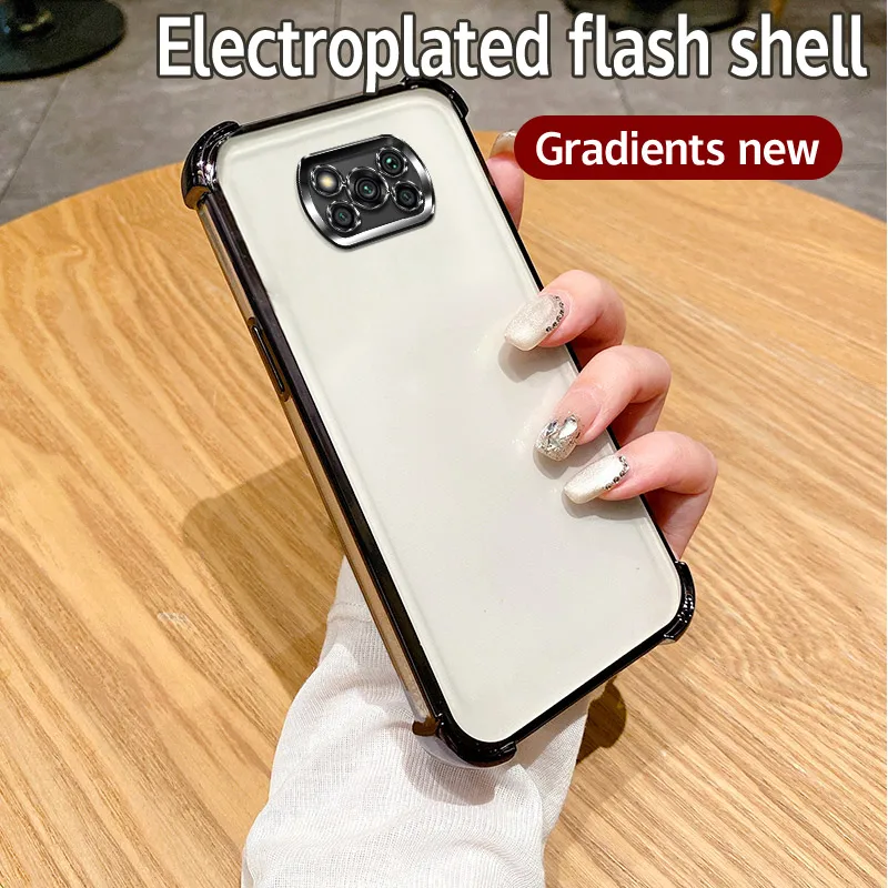For Xiaomi Poco X3 Pro Case Xiaomi Poco X3 NFC Phone Case Shiny Glitter Plating Silicone Camera Lens Soft Back Cover