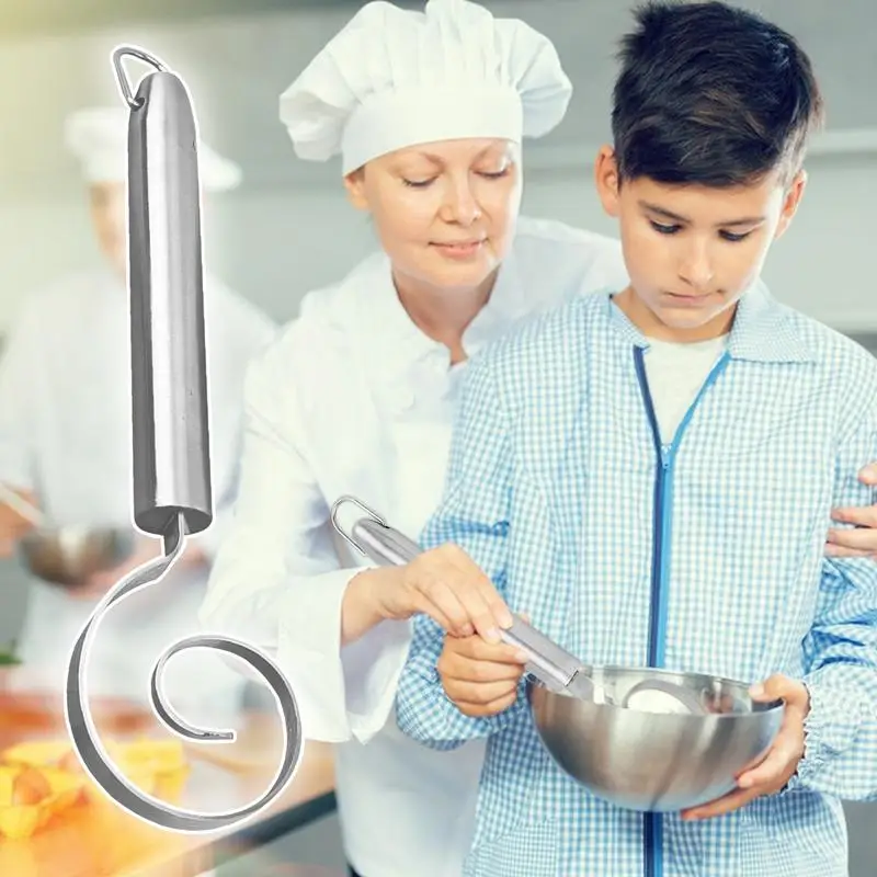 Batidor de masa agria, mezclador Manual para hacer pan, batidor de masa de acero inoxidable, utensilios de cocina caseros gruesos para pastelería de Pizza
