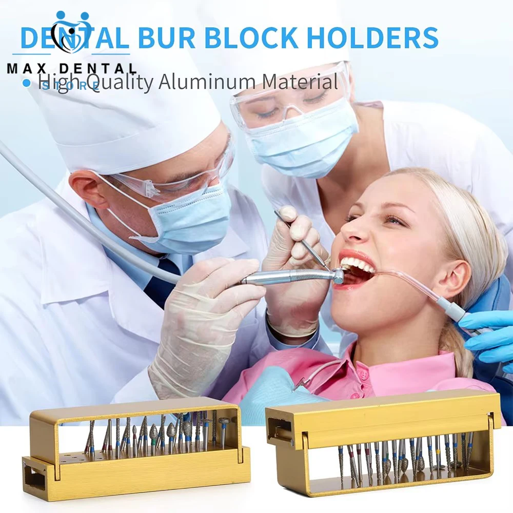 Dental Burs Drill Disinfection Block FG Bur Sterilization Holder Autoclavable Aluminium 30 Holes Dentistry Material