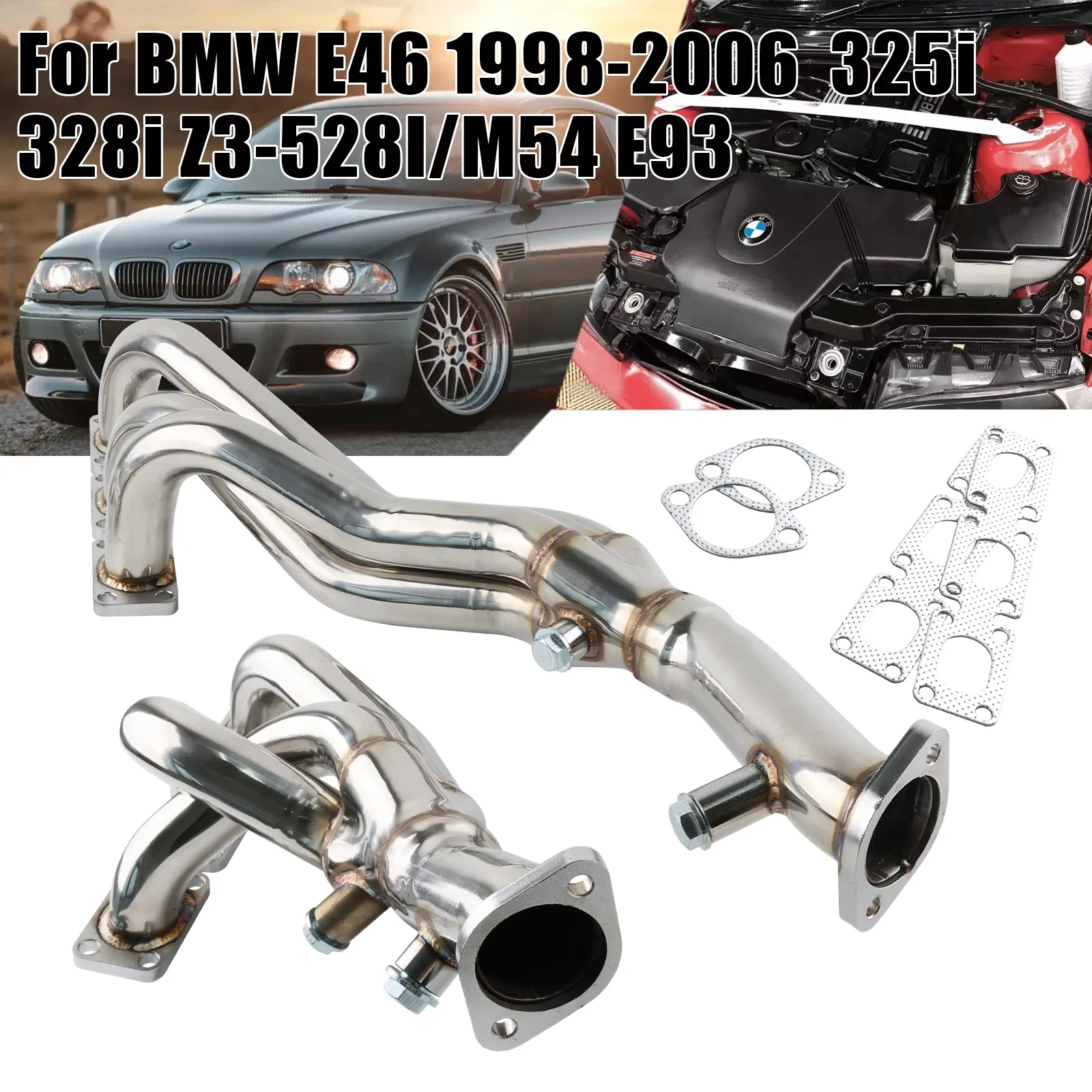 Stainless Steel Exhaust Manifold Header for BMW E46 1998-2006 323i 328i Z3-528I/M54 eh28535 E93 e94 m52 eh28538