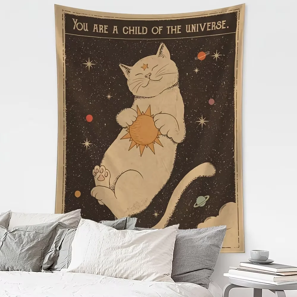 Tarot Cat Tapestry Wall Hanging Home Decoration Hanging Cloth Cat Love Bedroom Background Cloth Hang Paint Tablecloth Tapestry