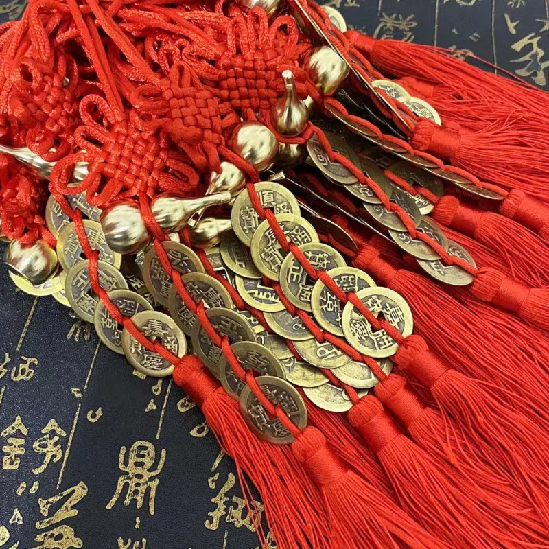 Pure Gourd Pendant Five Emperors Chinese Knot Imitation Copper Coin Creative Hanging Ornament Jewelry Without Cinnabar