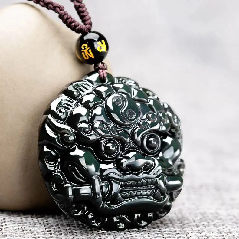 

Подвесной талисман Zhong Kui из натурального обсидиана