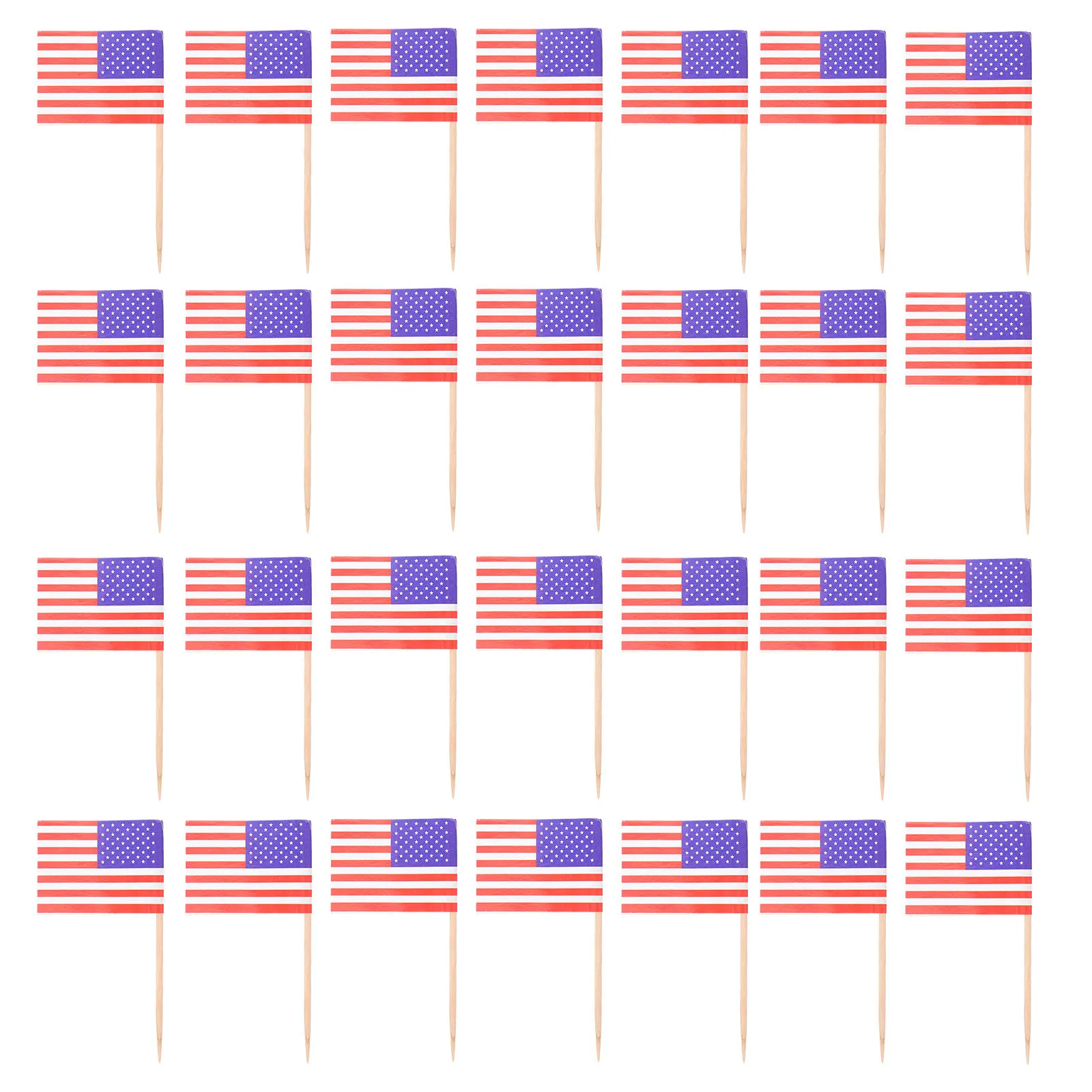 

200Pcs Paper American Flag Cupcake Topper Bright Color Decorative Toothpick Flags Party Supply Independence Day Cake Decor Usa