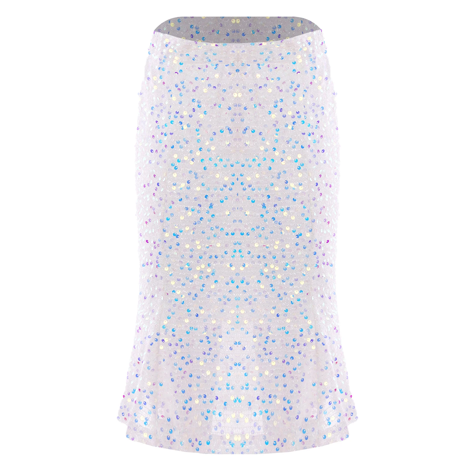 

Kids Girls Sparkly Sequins Fishtail Skirt Mermaid Princess A-Line Midi Skirts for Birthday Party Stage Performance Costume