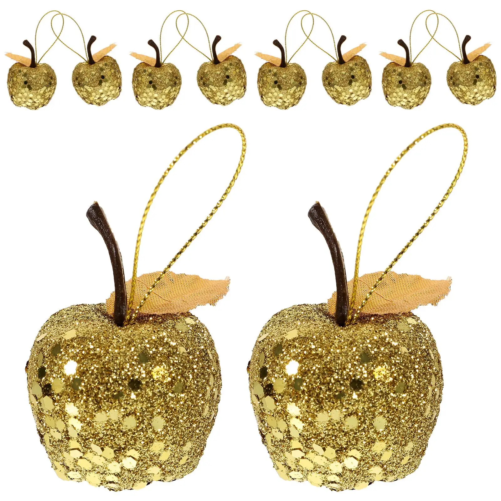 

20pcs Golden Ornaments 3.6CM Christmas Tree Decor Hanging Fruits Vintage Xmas Christmas Decorations IndoorDecorations