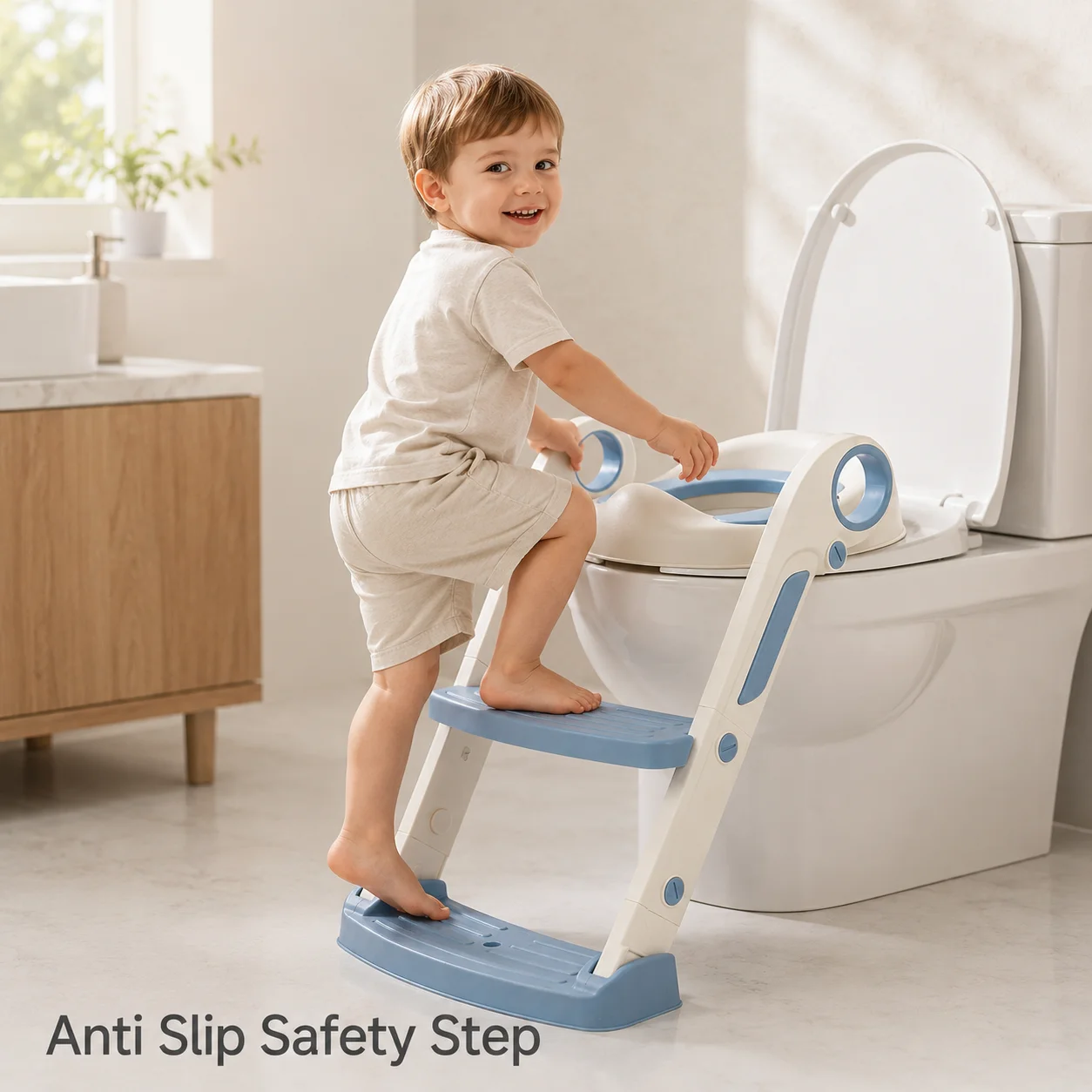 

Baby Toilet Trainer Toilet Seat Ladder Step Stool Foldable Potty Seat Kids Bathroom Adjustable Anti Slip Portable Travel Set