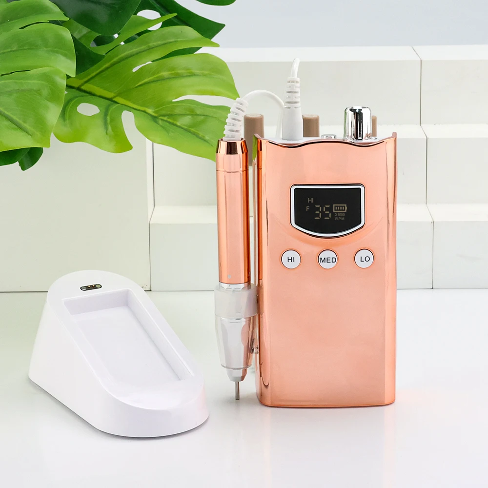 3단계 속도 조절 가능, 패션 신디자인, 35000rpm 브러시리스 모터, 충전식 무선 네일 드릴 머신