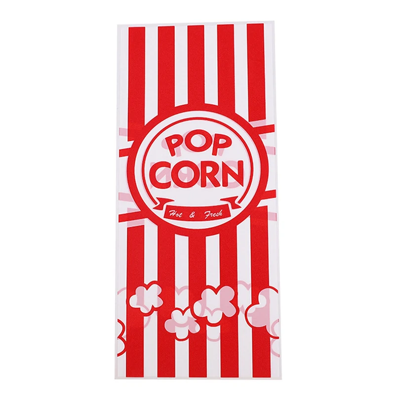 50Pcs Red And White Striped Popcorn Plastic Bag Snowflake Crispy Biscuit Bread Toast Bag Casual Candy Bag Birthday Party Decor