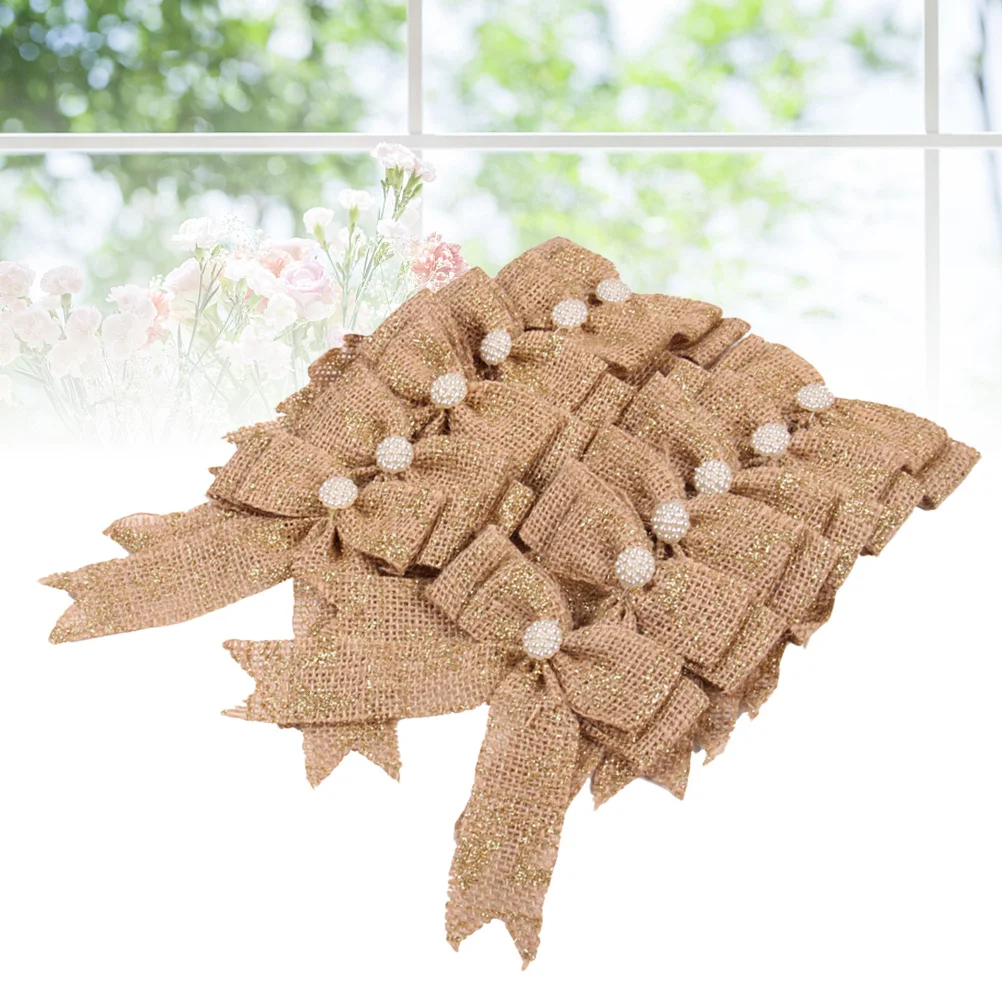 

12Pcs Wear-Resistant Burlap Bows Ribbon Knots Gift Wrapping Wedding Basket Decoration DIY Craft Accessories Gift Bows