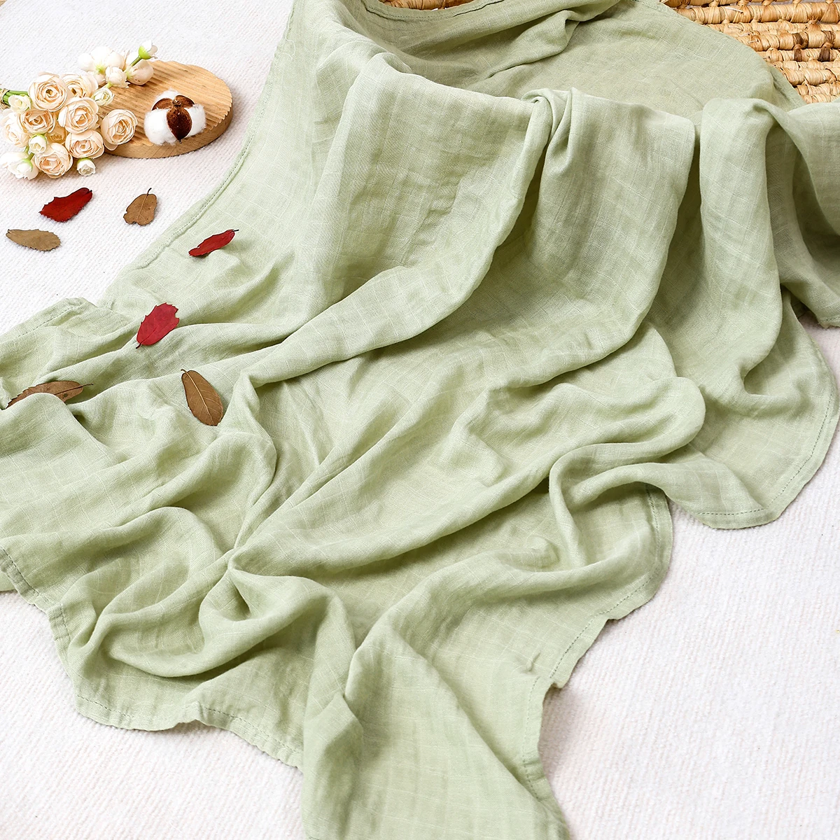 Happyflute 120x110 سنتيمتر الشاش الخيزران الطفل التفاف لينة عادي اللون متعددة الوظائف قماط النوم بطانية لاستخدام السفر الوليد