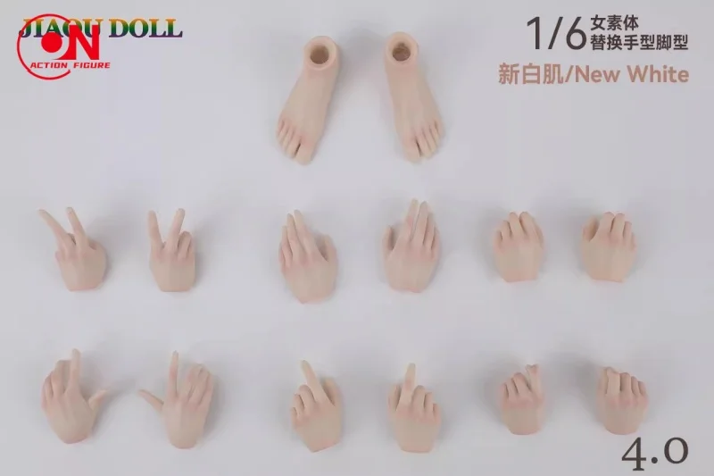 JIAOUDOLL JOQ-H04 1/6 مقياس أنثى الأيدي قدم 4.0 اكسسوارات نموذج صالح 12 ''أنثى الجندي عمل الشكل دمى الجسم #5