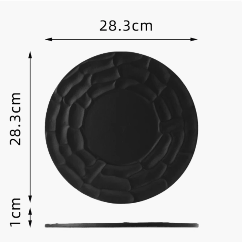 Creative Black Ceramic Western Food Beef Steak Pan Characteristic Hotel Restaurant Retro Tableware Japanese Dessert Cake Plate