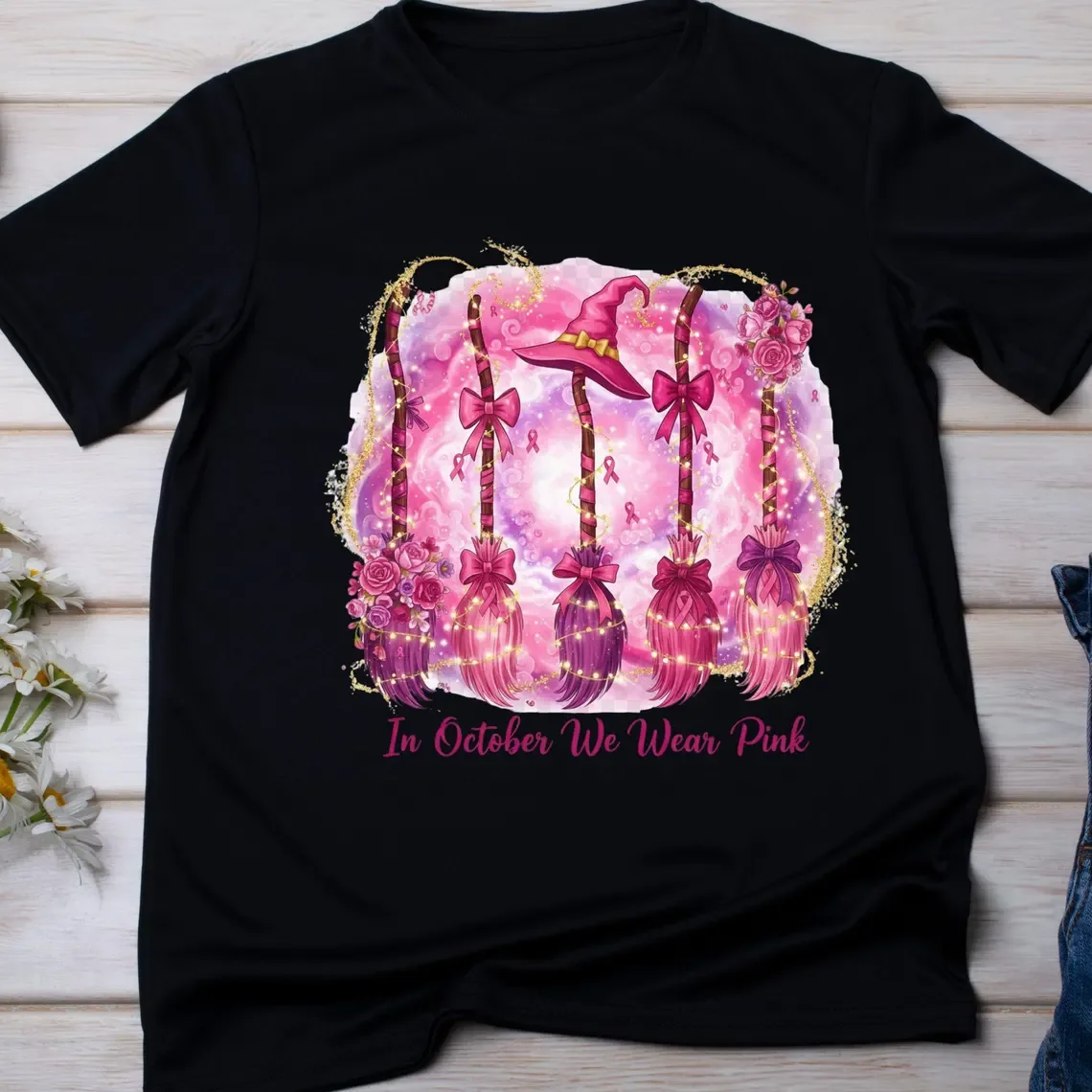 في أكتوبر نرتدي تي شيرت نسائي وردي مطبوع تي شيرت للتوعية بسرطان الثدي تي شيرت غير رسمي برقبة دائرية ملابس هيب هوب بأكمام قصيرة
