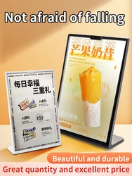 Acrylic Panel Menu Display Stand A4L-Shaped Vertical Table Card Table Brand High-End Plastic Wine Catalog Menu A5 Type Name Card