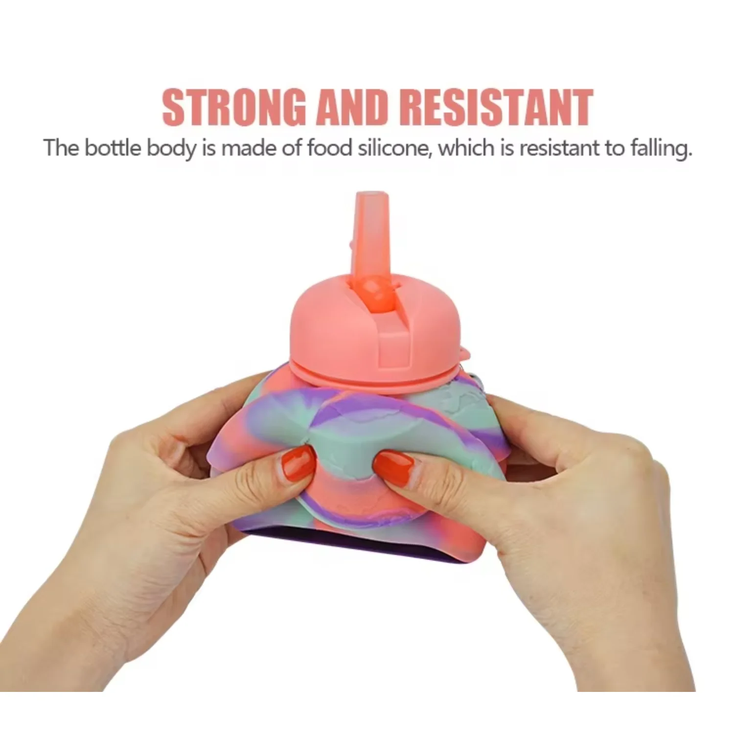 Collapsible BPA-Free Earth  Leakproof Wide Mouth Durable Cute Style Sports Pressing Type Water Flowing Dispensador de agua