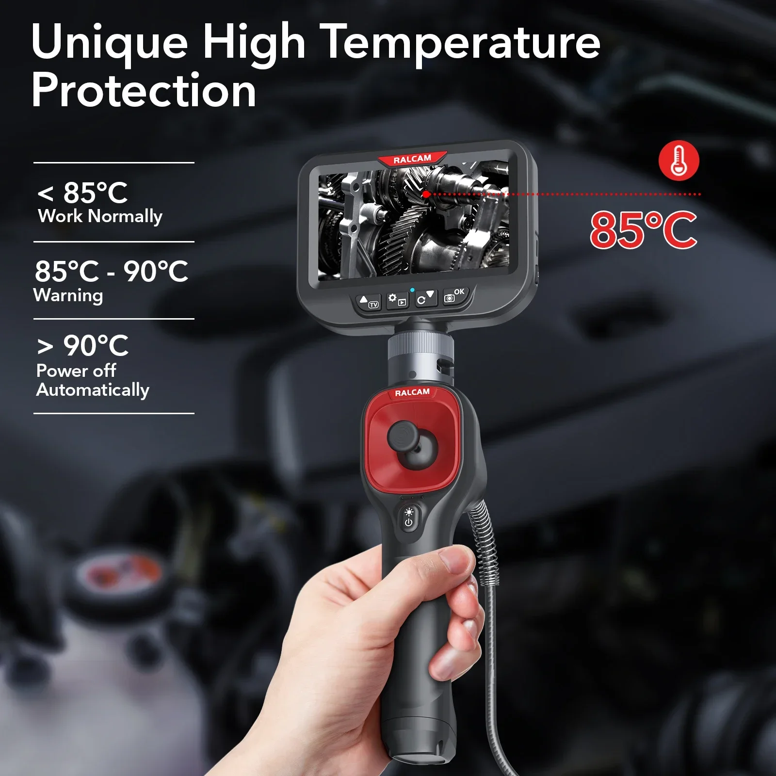 Periscopio automobilistico a 4 vie da 6 mm Telecamera per endoscopio per macchina per ispezione monitor LCD Ips da 4,3 pollici con rotazione