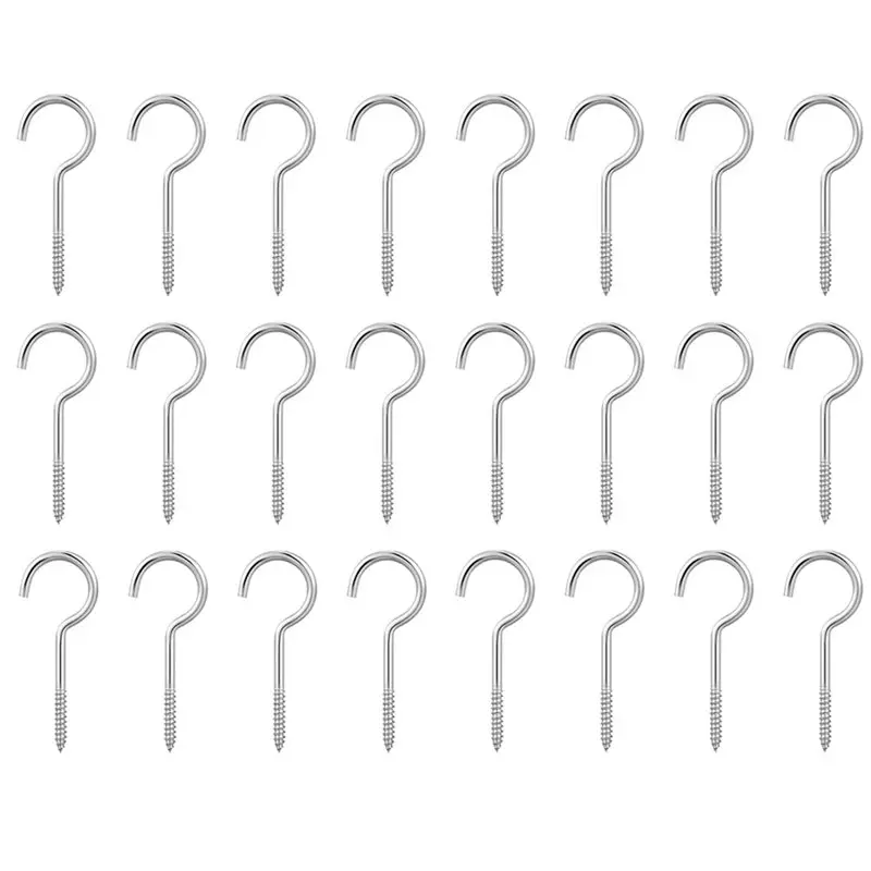 

ABKW-Серебряная оцинкованная металлическая вешалка для рисования, 24 шт., большая дверь шкафа, ввинчивающиеся крючки для чашек, вешалки для сушки с резьбой