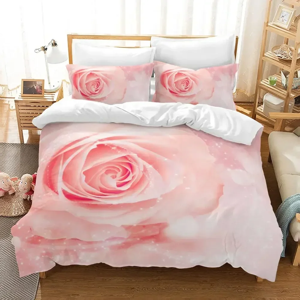 

Rose Flower Valentine's Day Mother's Day Comfortable Duvet Quilt Cover Pillowcase Bedding Set Bedroom Decoration Home Textile