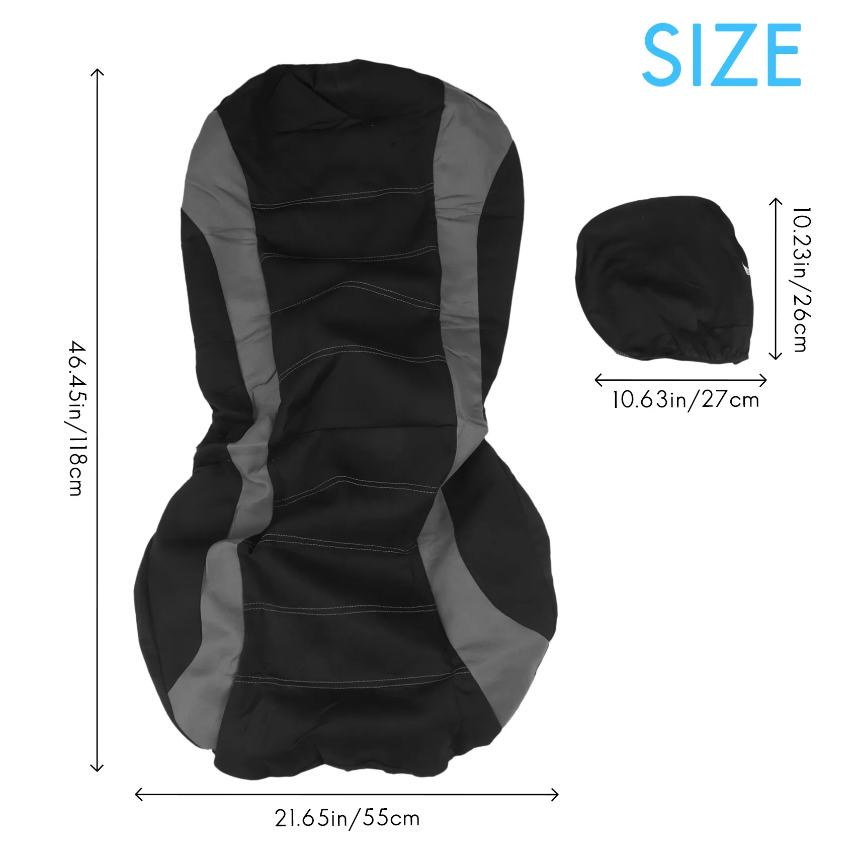 أغطية مقاعد السيارة الأمامية وسادة هوائية أمامية غطاء مقعد دلو رياضي جاهز، أغطية مقاعد السيارات (أسود + رمادي) JAS #6