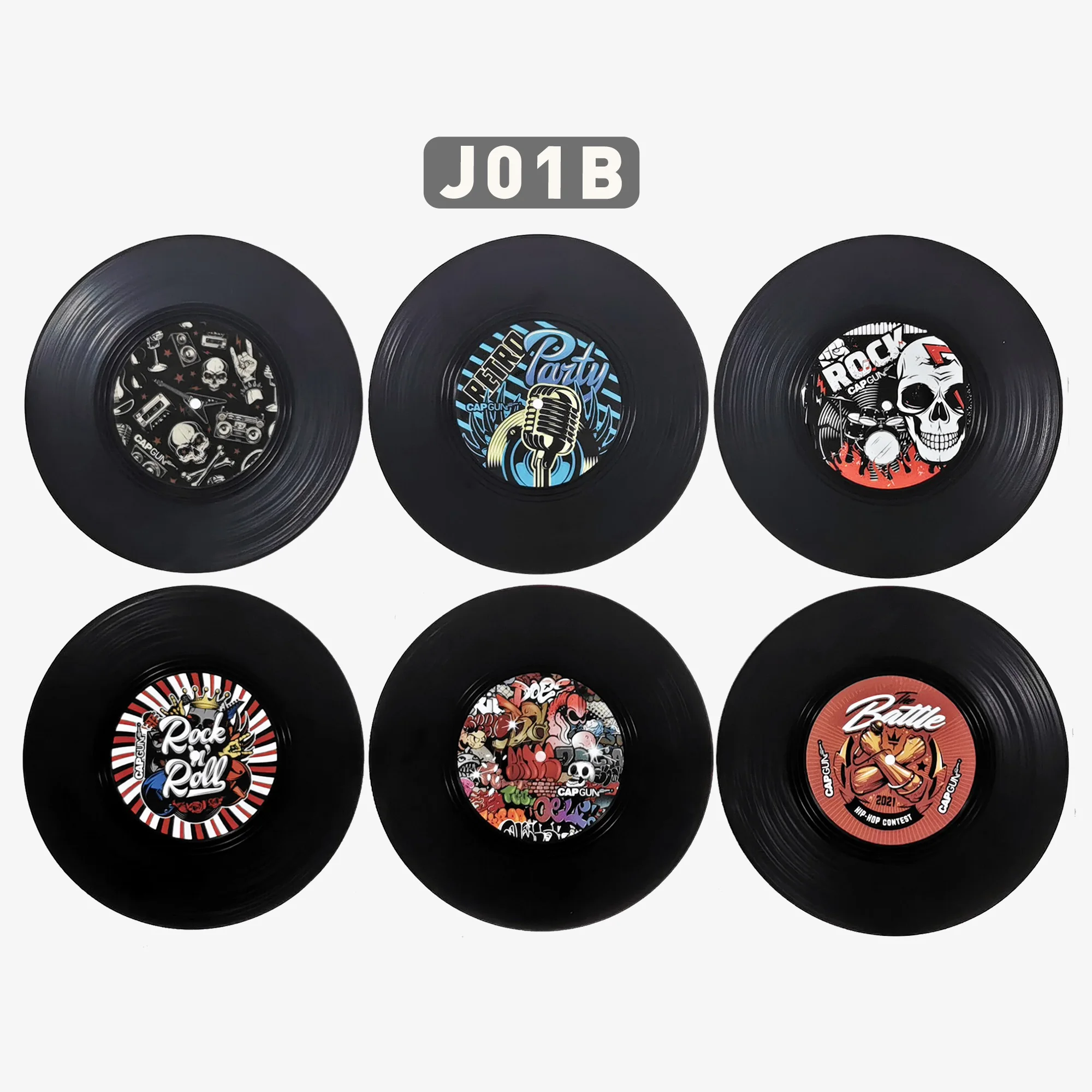 6pcs Vinyl Record Table Mats Drink Coaster Hip Hop Table Placemats Heat-resistant Nonslip Pads Home Decor Creative Cup Coaster