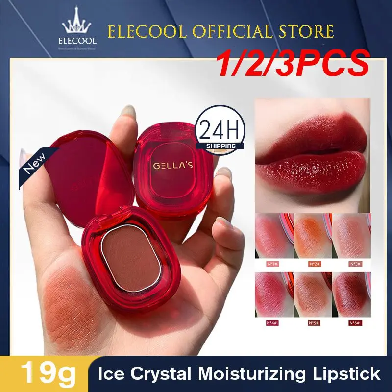 1/2/3PCS Lip Balm Lip Tint Mud Ice Crystal Lipstick Cosmetics Velvet Matte Lip Glaze Moisturizing 6 Colors Ice Crystal Lipstick