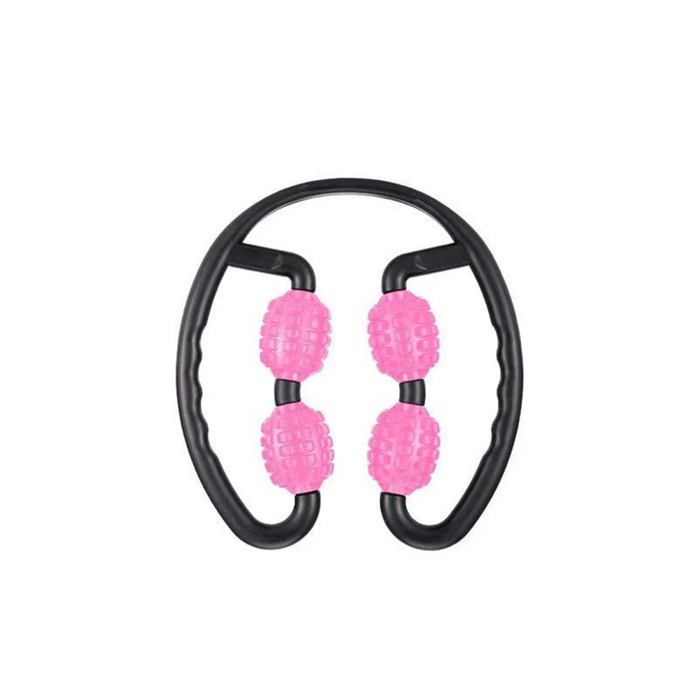 

360 Degree Leg Clamp Massage Stick Roller Muscle Relaxation Device Four Wheel Fitness Equipments Non Slip Handle Leg Shoulder