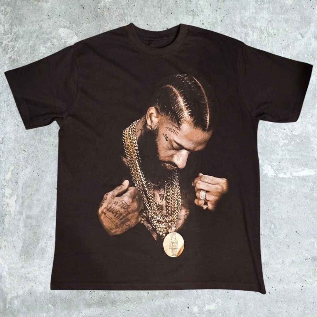 

Американская винтажная футболка Nipsey Hussle Cuban Link Rap Artist с графическим рисунком, мужская футболка, новая летняя мужская и женская уличная одежда