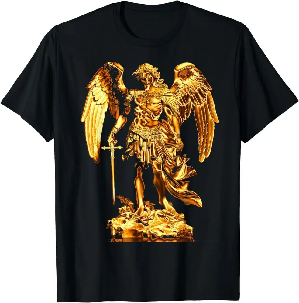 Golden Saint Michael the Archangels Gift Tee t-shirt alta qualità 100% cotone manica corta