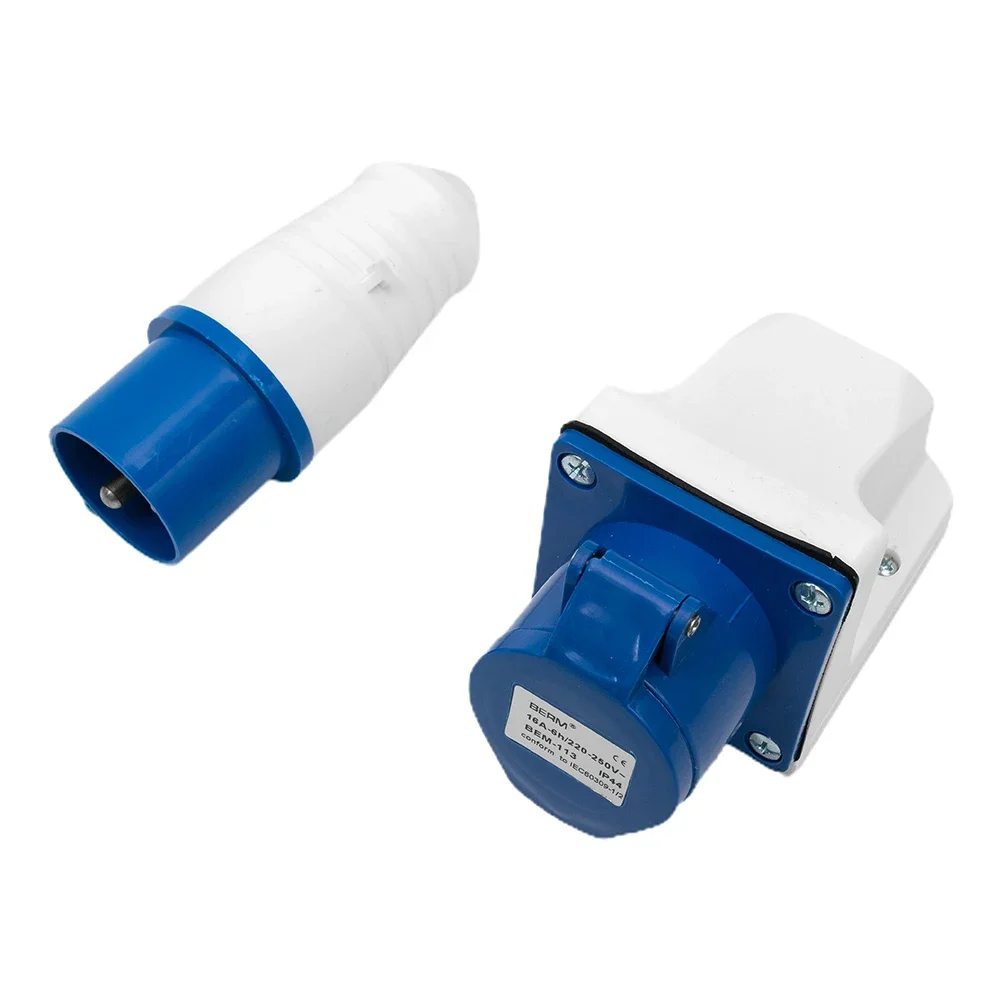 IP44 Industrial Waterproof Socket + Plug Socket And Plug 4.9 X 2 X 2 Inches Camper Caravan Van Wall Mounted 16 Amp