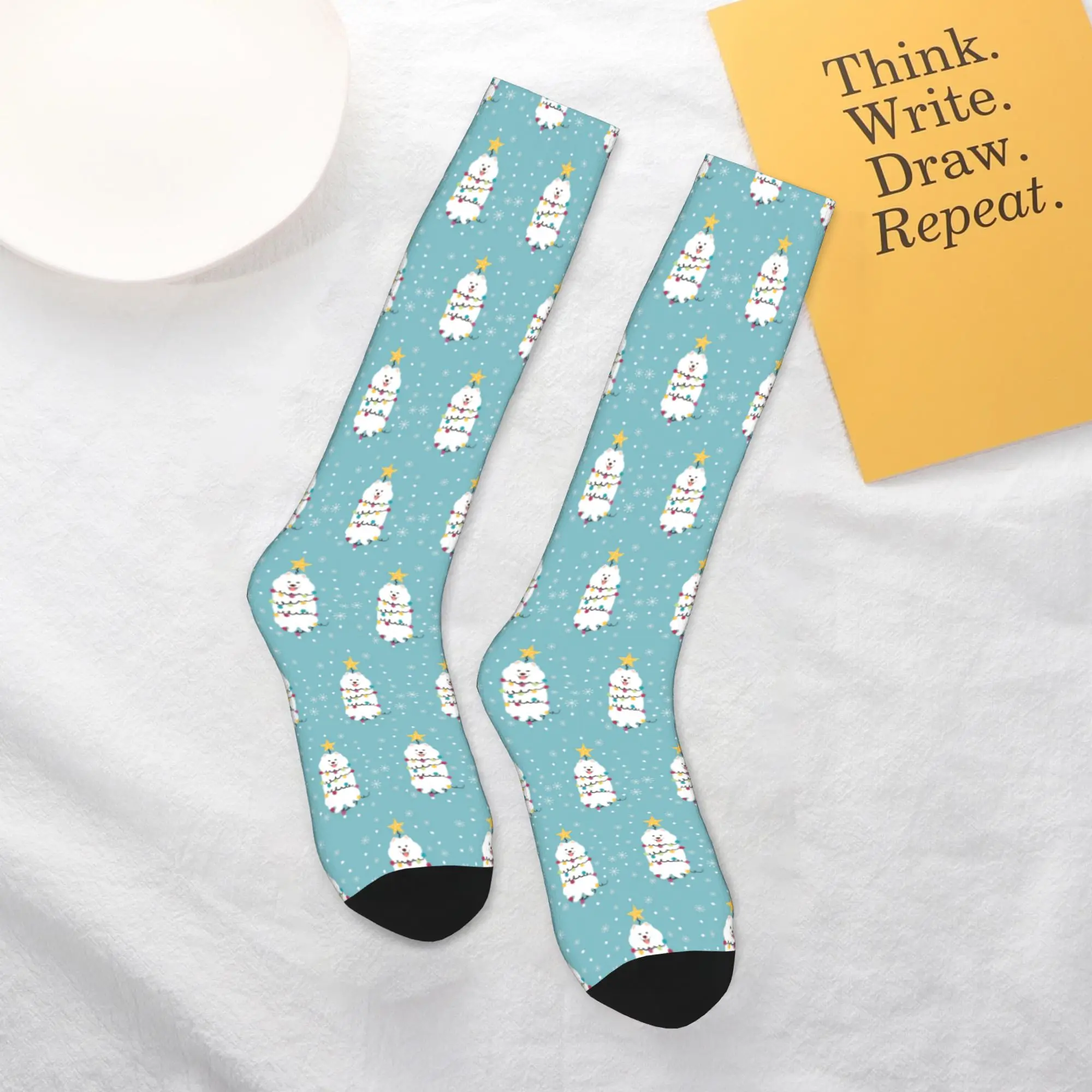 

Самоедские носки с рождественской елкой, чулки в стиле Харадзюку, всесезонные длинные носки, аксессуары для унисекс, рождественские подарки