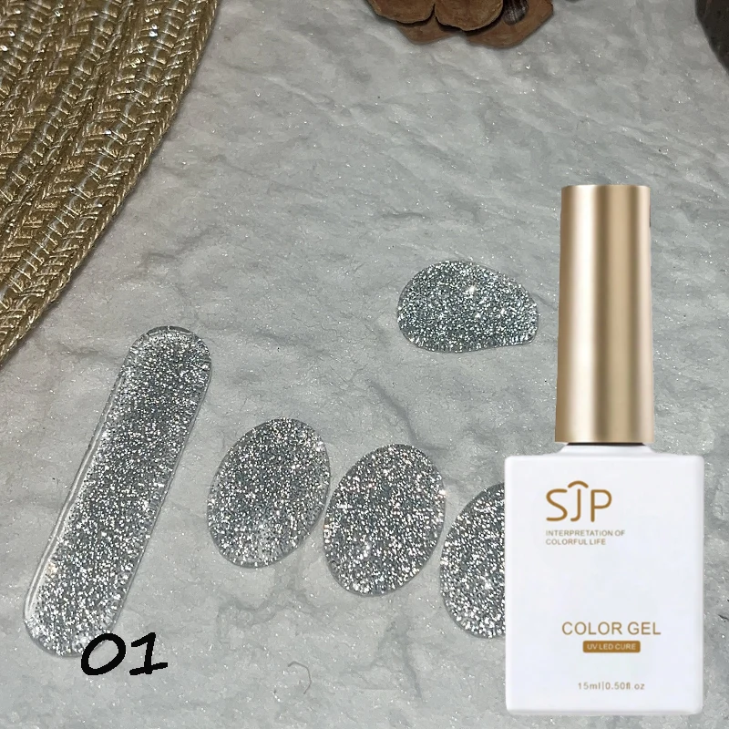 15 ml gekleurde strass gellak, rood, zilver, kaki UV-gellak, doe-het-zelf nail art, charmant en geschikt voor Franse manicures