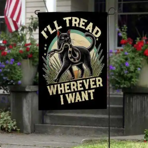 I'Ll Tread Wherever I Want Childless Cat Lady For Kamala Flag, Madam President VVL YYX EEZ