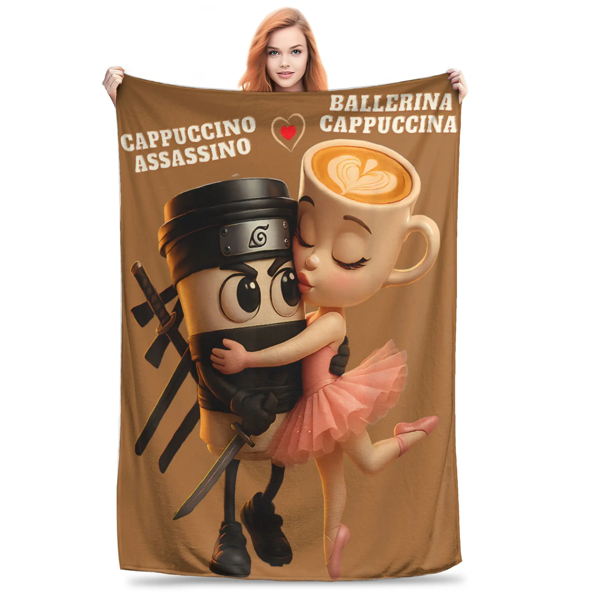Ballerina Cappuccina Cappuccino Italian Brainrot Plush Blanket Students  Flannel Throw Blanket For Couch Chair Soft Bedspread