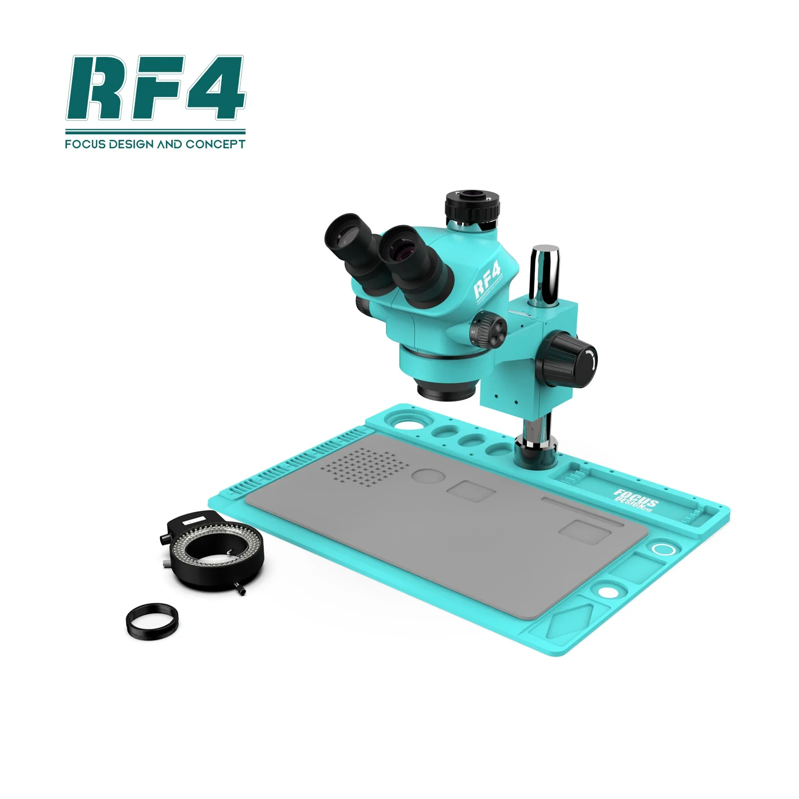 

RF4 New Design 7-50X Continuous Zoom 6.5-65X Large Base Microscope With Anti-Static Pad for Maintenance Engineer PBC