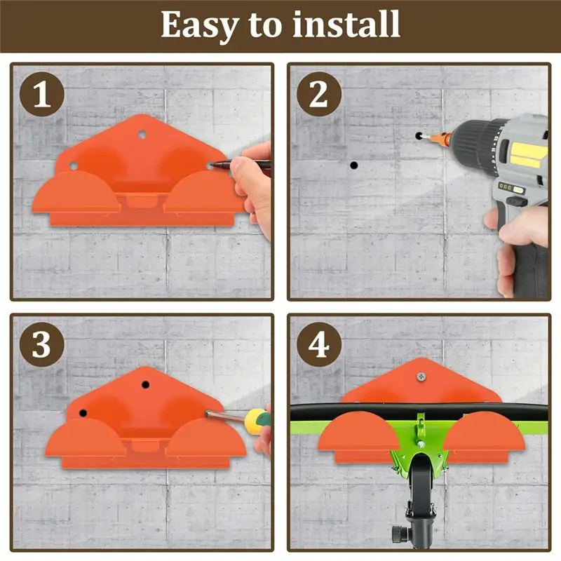 AT05-Grass Eater Hanger, Heavy Duty Trimmer Rack, Garage Organizer And Storage Hooks, Wall Mounted Grass Trimmer Rack