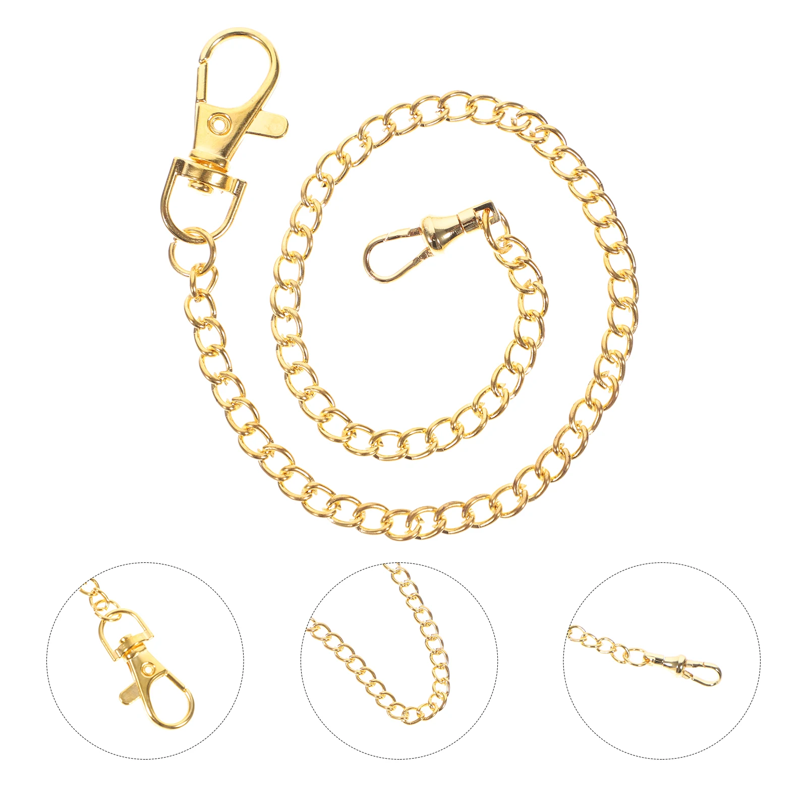 

Pocket Watch Chain Accessories with Buckle Jean Fashion Chains for Jeans Lobster Clasps Golden Miss