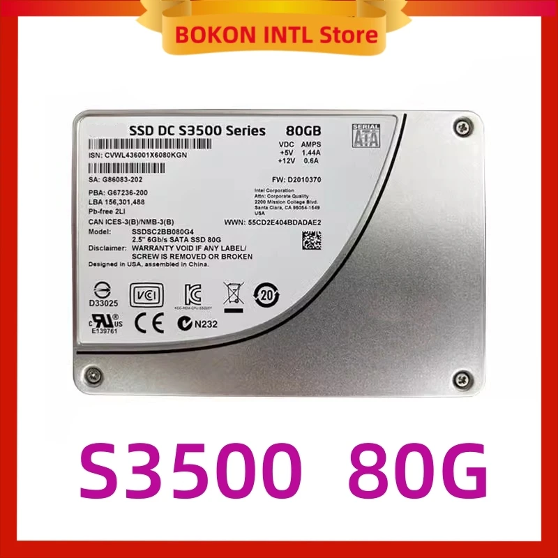 Disque Dur SSD pour INnicknglass, Série S3500, 800 Go, 480 Go, 300 Go, 5300 Go, 80 Go, 240 Go, 6 go, SATA SSDSC2BB800G4, 2.5 Pouces