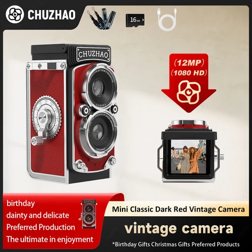 Imagen 1 del producto CHUZHAO Mini cámara digital retro con enfoque automático de 12 MP, cámara Vlogging portátil con vídeo FHD 1080P, regalo perfecto y ideal