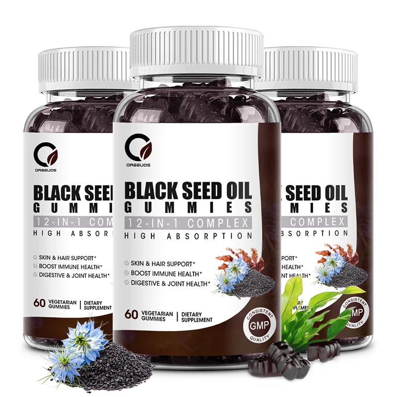 Black Seed Oil with Ashwagandha ,Burdock Root Extract,Vitamin D3 Vitamin C & Zinc - Regenerate Hair, Boost Immune, Relax Mind