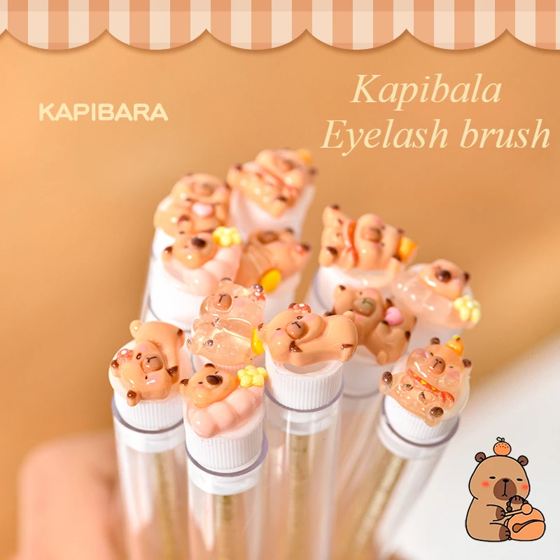 10 Stück zufälliges Haar, niedlich und modisch, mit Schlauch montiert, staubdicht, Kapibala-Mascara-Pinsel, Augenschwarz, Pinsel, Pfropfen, Mascara-Make-up