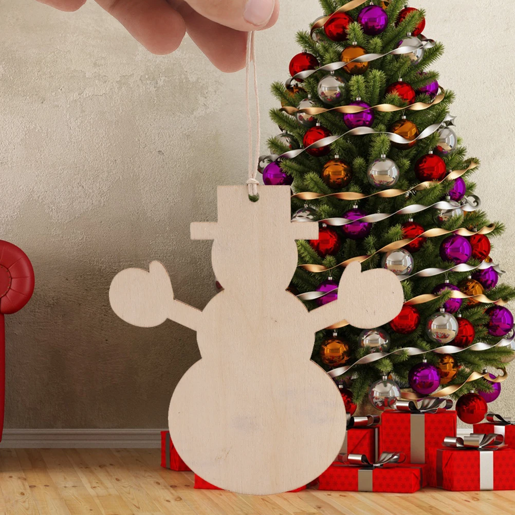 

10 PCS Snowman Pendant Christmas Ornament Tree Ornaments Hanging Bamboo Decorations Indoor