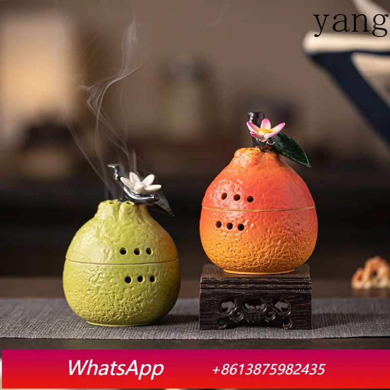 

LTT New Chinese Fruit Pear Incense Burner Household Indoor Aromatherapy Burner Aromatherapy Burner Ceramic Ornament
