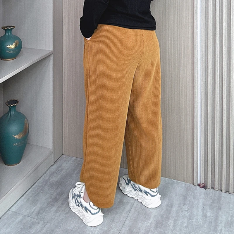 American Casual Wide Leg Pants Women Spring/Fall New Plus Size Elastic Waist Loose Thick Ankle-Length Trousers 88098